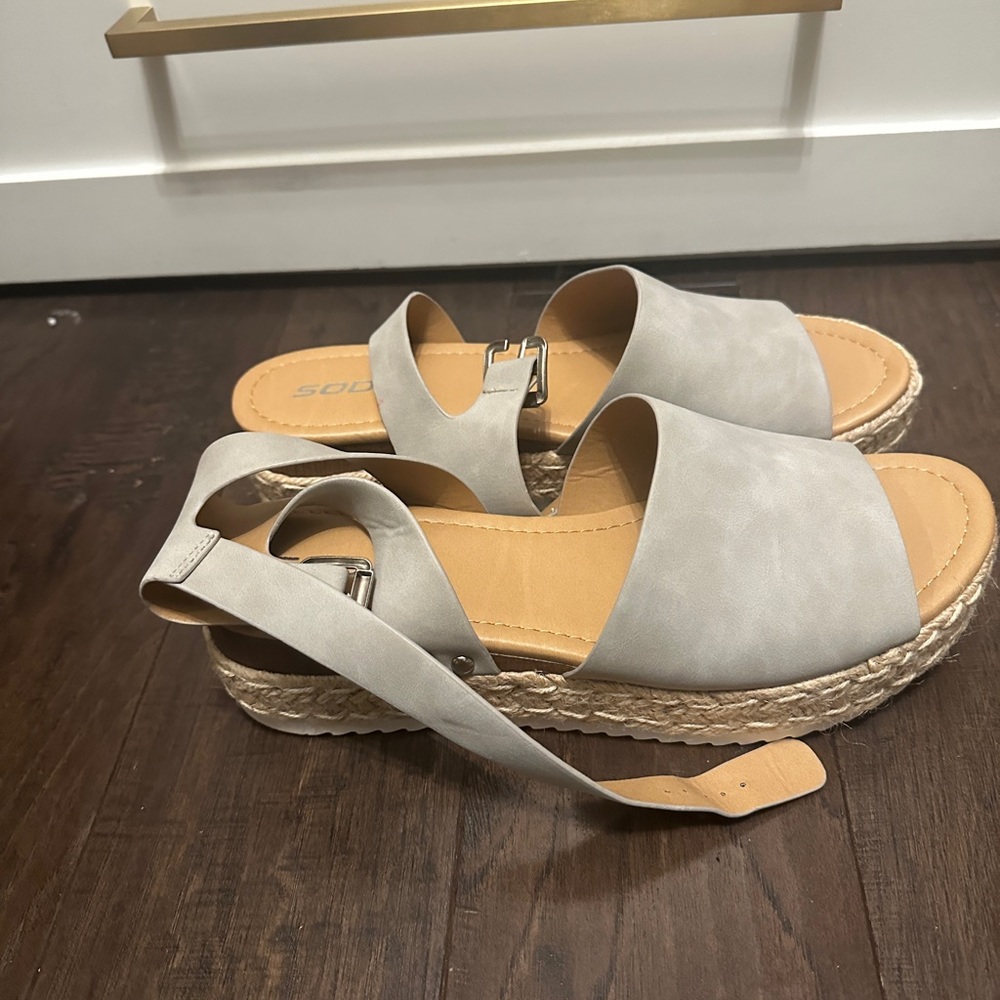 Grey Wedge Sandals